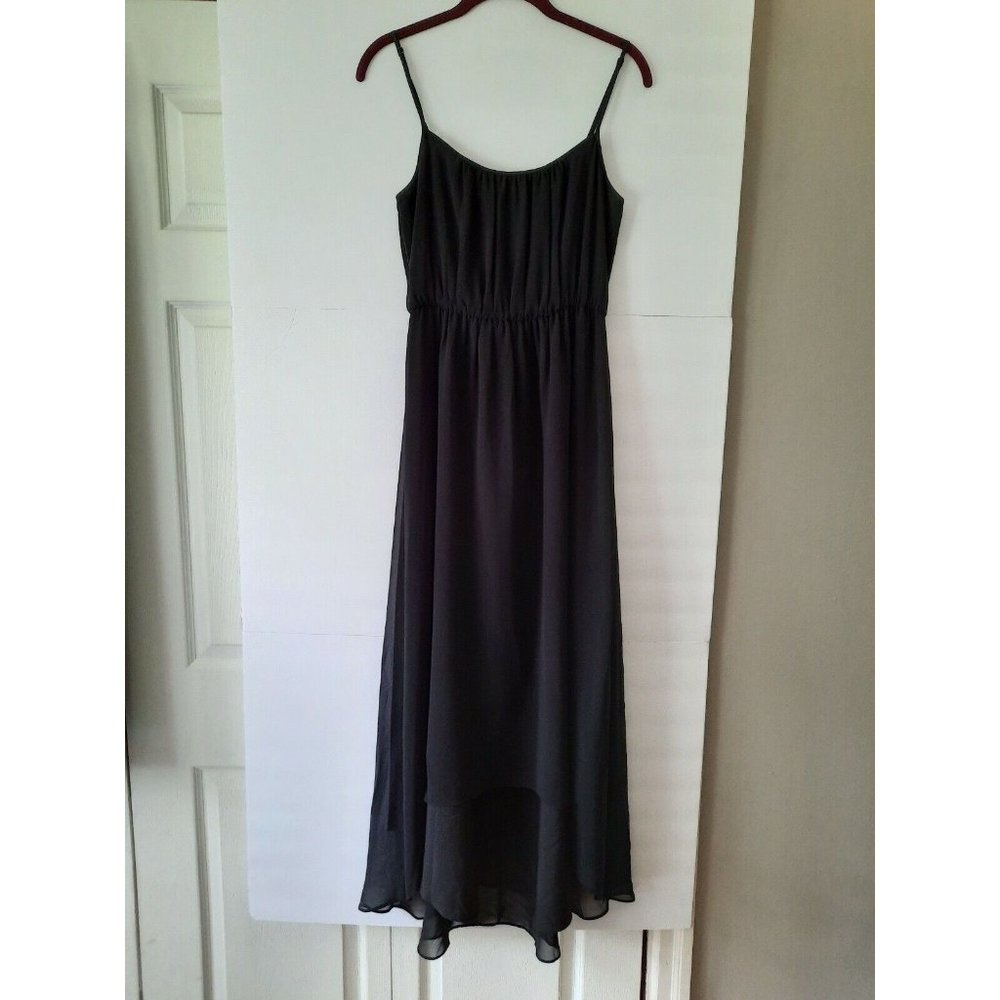 Banana Republic Size 4 Black Spaghetti Strap Hi-Low Dress Style 128922 w/ lining